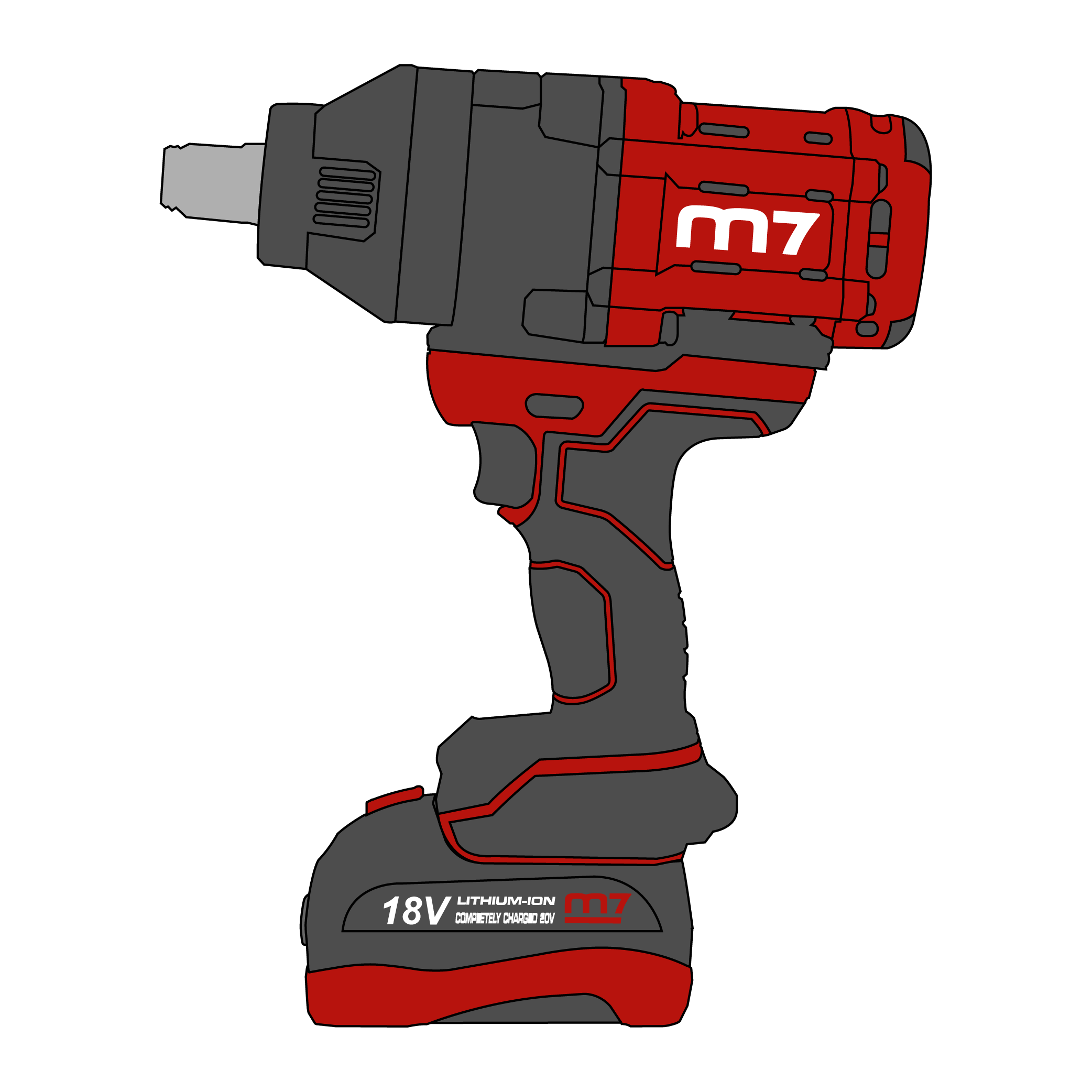 Llave Impacto Batería 1/2 18v Mighty Seven M7 Dw-401 813 N.m